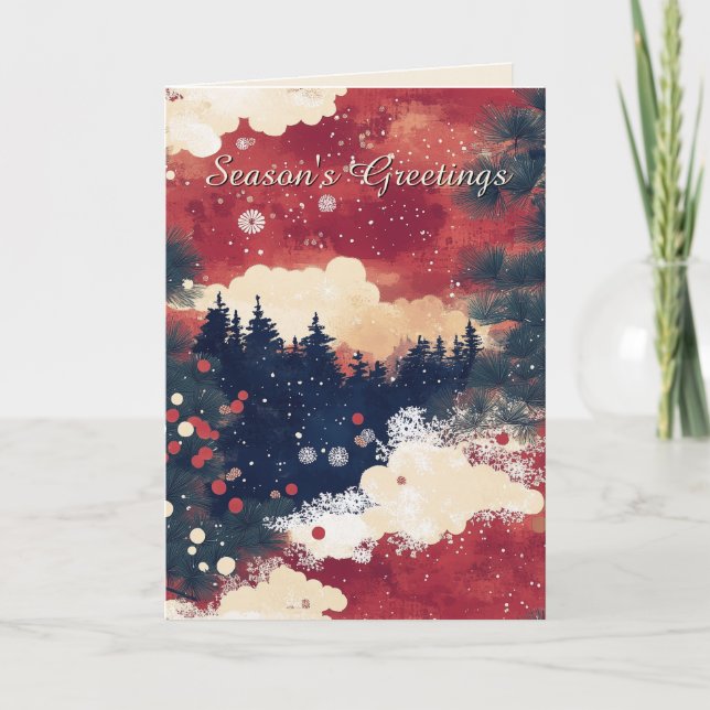 Elégante carte de Noël de la scène de neige du Chi (Devant)