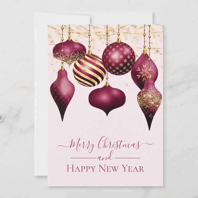 Elégante carte de Noël en or de Bourgogne (Devant)