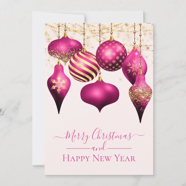 Élégante carte de Noël en or rose chaud (Devant)