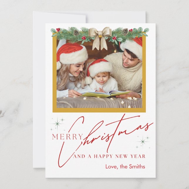 Élégante carte de Noël et de Nouvel An personnalis (Devant)