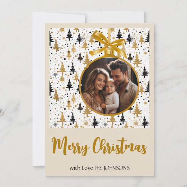 Elégante carte de Noël Gold et Black Personnalisée (Devant)