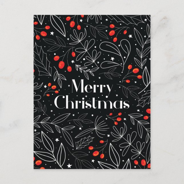 Elégante carte de Noël Joyeux Floral (Devant)