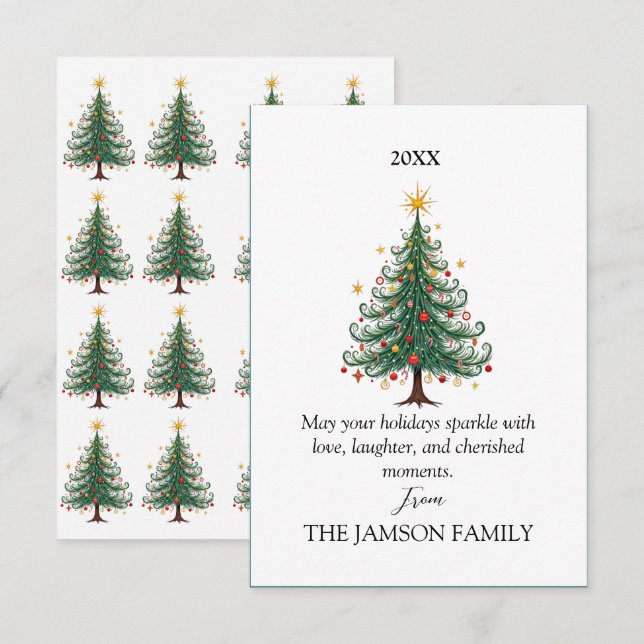 Elégante carte de Noël personnalisée (Devant / Derrière)