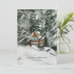 Elégante carte de Noël personnalisée Cabine neige