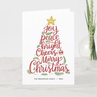 Élégante carte de Noël Red Green Typography