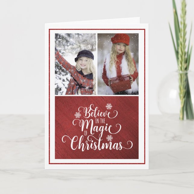 Elégante carte de Noël rouge et blanc (Devant)