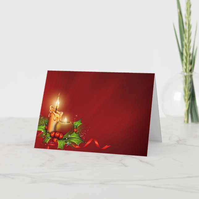 Élégante carte de Noël rouge et or (Devant)