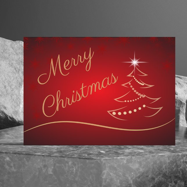 Elégante carte de Noël Rouge & Or Arbre de Noël (Créateur téléchargé)