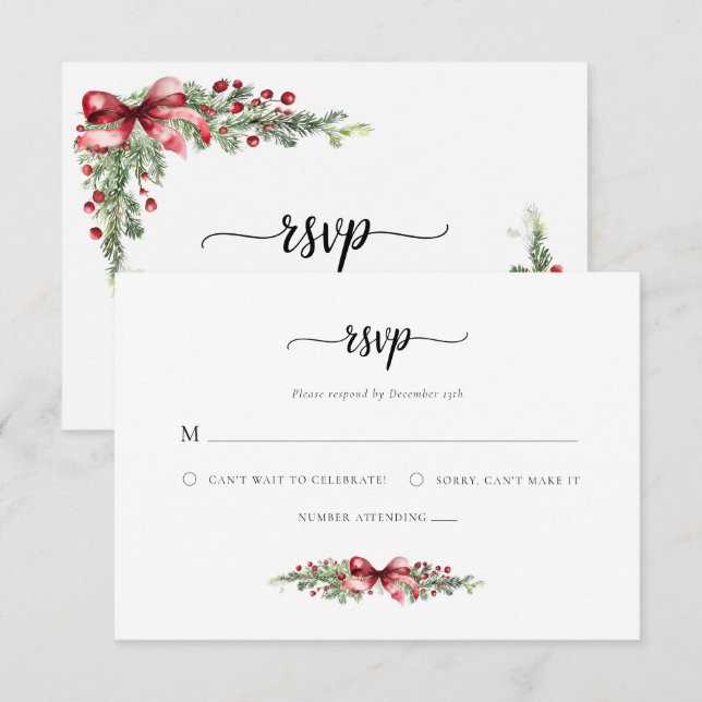 Elégante carte de Noël RSVP (Devant / Derrière)