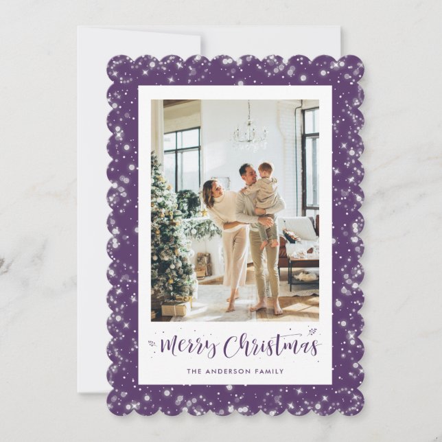 Élégante carte de Noël violet brillant (Devant)