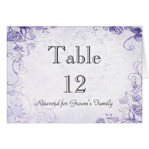 Élégante carte de nom de siège de table violette