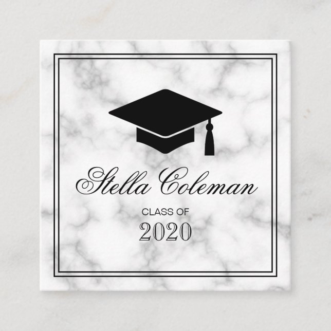 Élégante carte de nom en marbre de graduation (Devant)