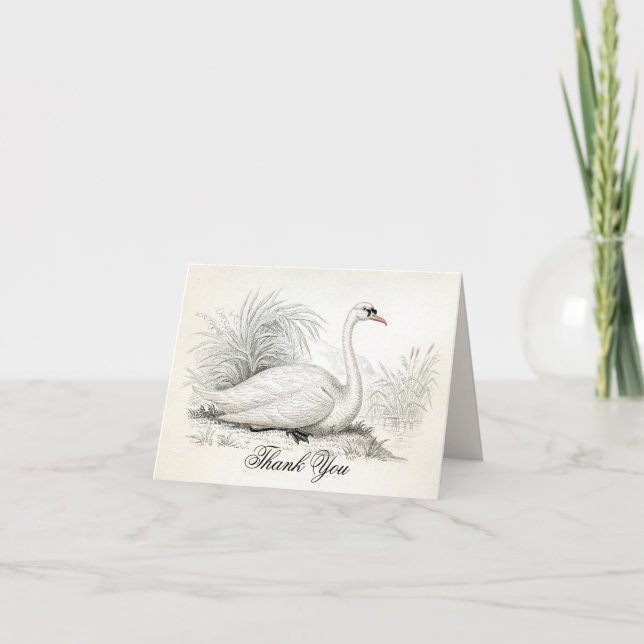Elégante carte de note Remerciements pour le cygne (Devant)