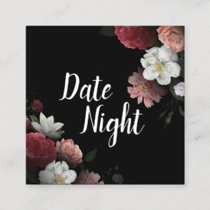 Elégante carte de nuit Bourgogne et Fleurs roses