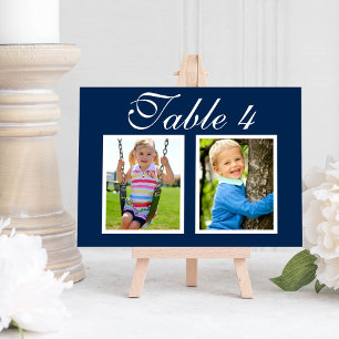 Élégante carte de numéro de table avec photo d'enf