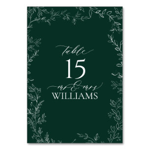 Élégante carte de numéro de table Mariage Emerald