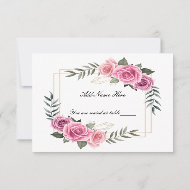 Elégante carte de place de table rose géométrique (Devant)