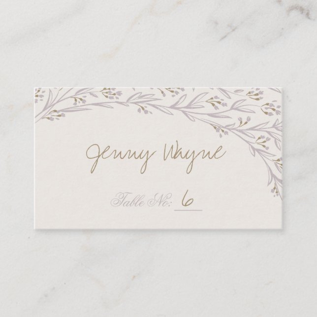 Elégante carte de place mariage de lilas à fleurs (Devant)