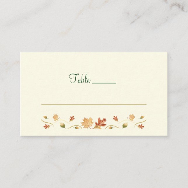 Élégante carte de place plate Feuilles d'automne (Devant)