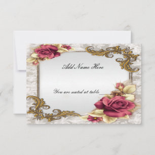 Elégante carte de place table Roses Rouges