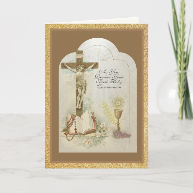 Élégante Carte de prière catholique de la première (Devant)