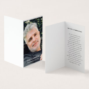 Elégante carte de prière funéraire avec photo