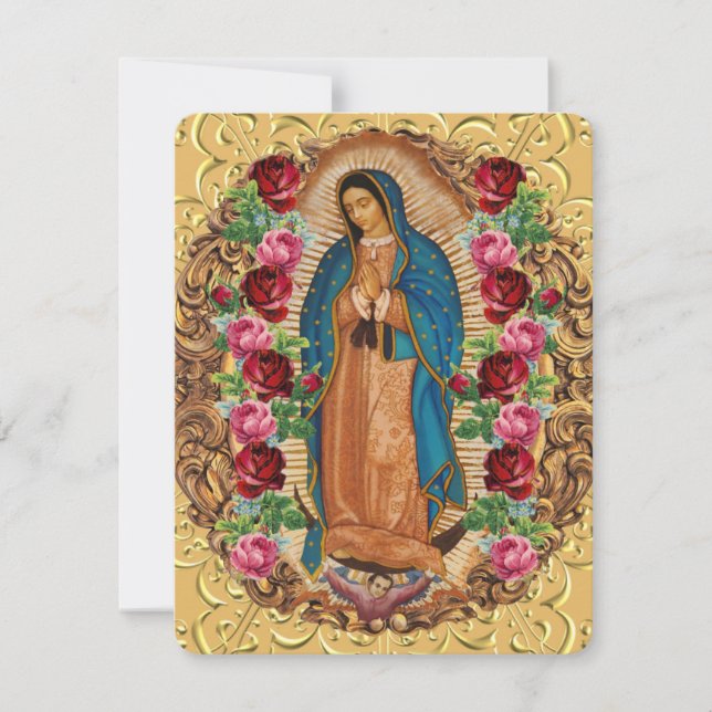 Elégante carte de prière funéraire de Guadalupe es (Devant)