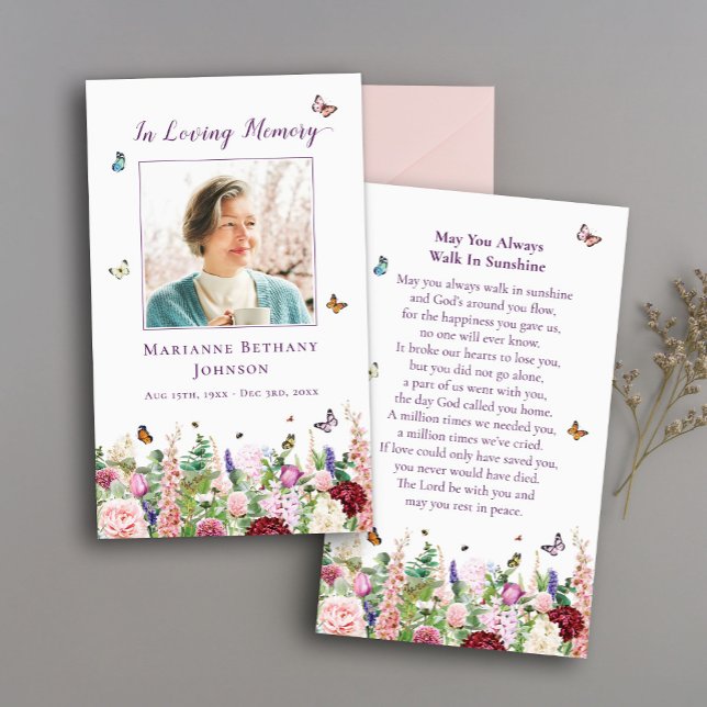 Elégante carte de prière funéraire Floral Memorial (Créateur téléchargé)