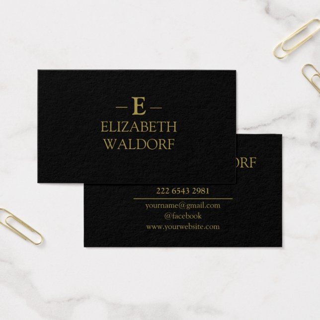 Elégante carte de profil personnalisée Black & Gol (Bureau)