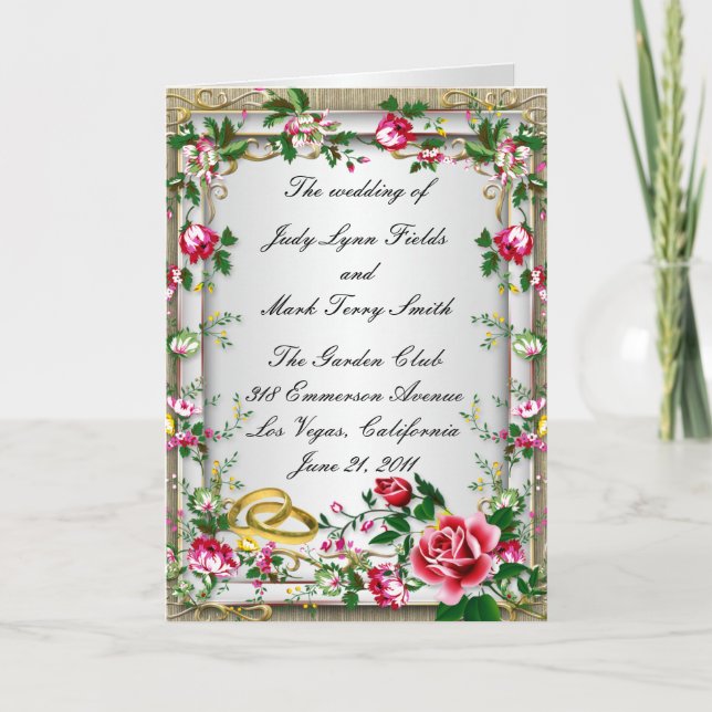 Elégante carte de programme Rustic Red Roses (Devant)