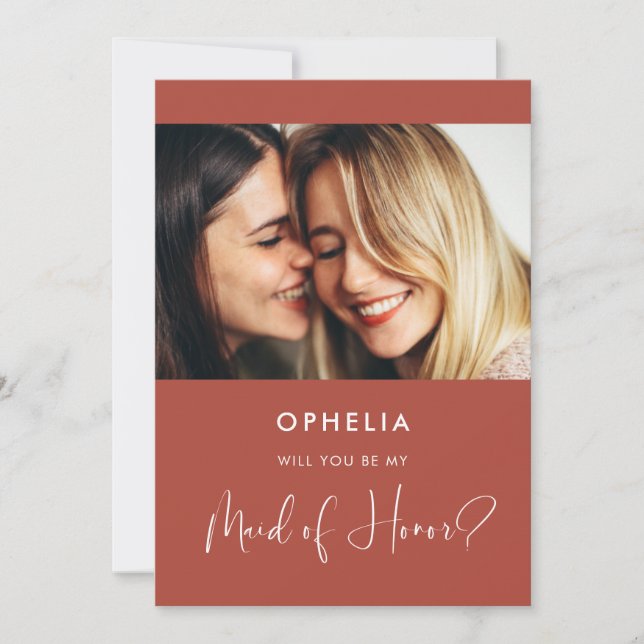 Élégante carte de proposition de la servante d'hon (Devant)