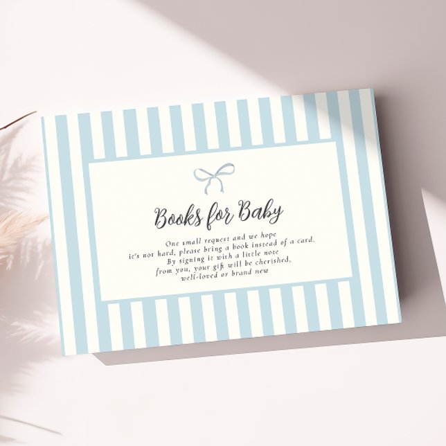 Élégante carte de rabat Baby shower Bleu Bow (Créateur téléchargé)