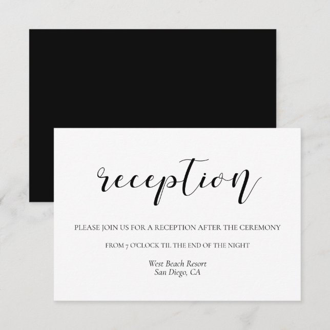 Elégante carte de réception de mariage design (Devant / Derrière)