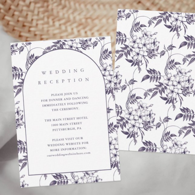 Élégante Carte de réception de mariage floral viol (Créateur téléchargé)