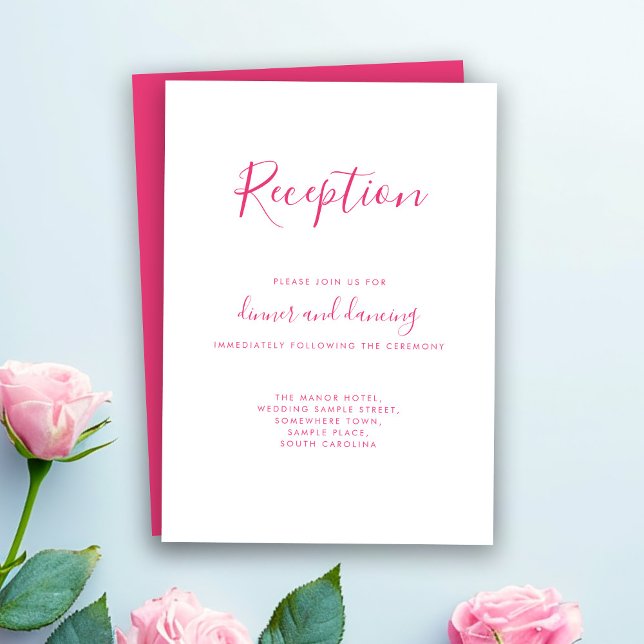Élégante carte de réception de mariage rose minima (Créateur téléchargé)