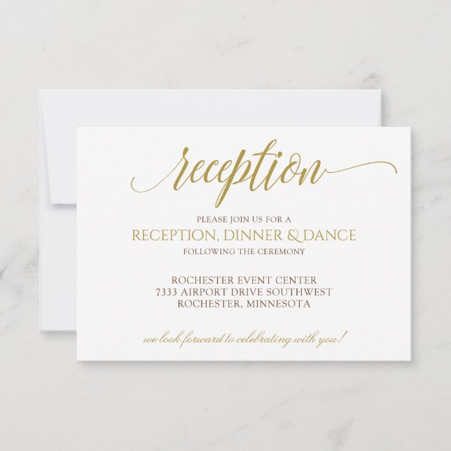 Elégante carte de réception de mariage | Typograph (Devant)