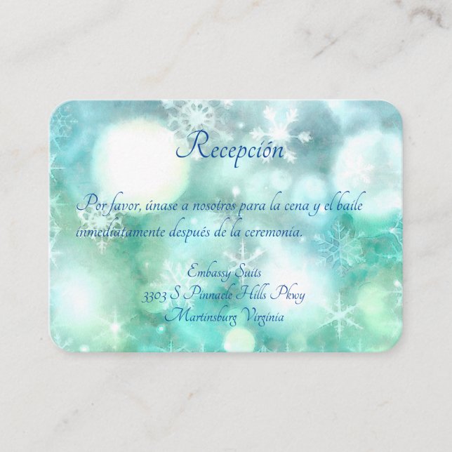 Élégante Carte de Réception Flocon de Neige (Devant)