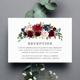 Elégante carte de réception florale Blush Burgundy