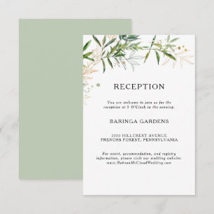 Elégante Carte de réception Mariage Olive Greenery