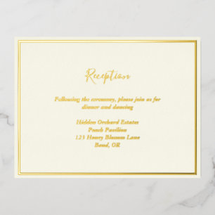 Élégante carte de réception moderne en or ivoire