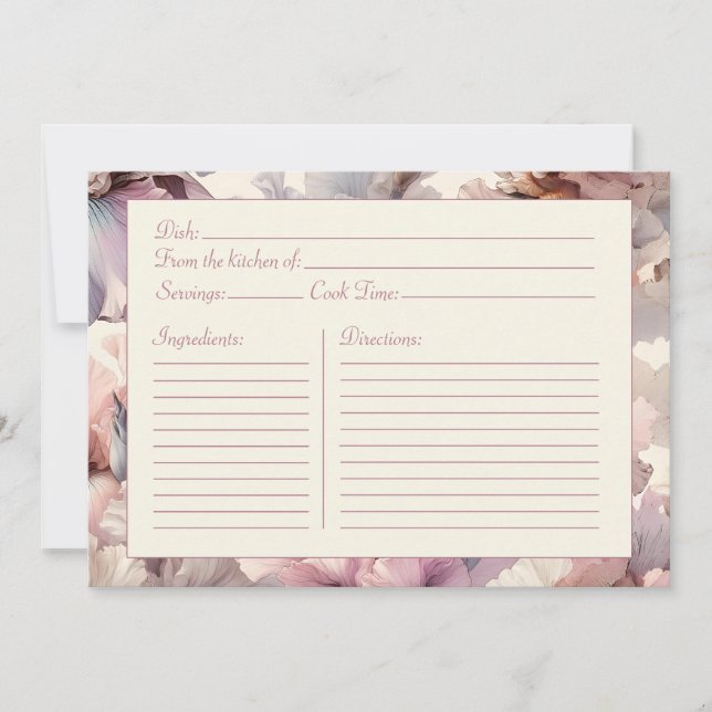 Elégante carte de recette Blush Fête des mariées F (Devant)