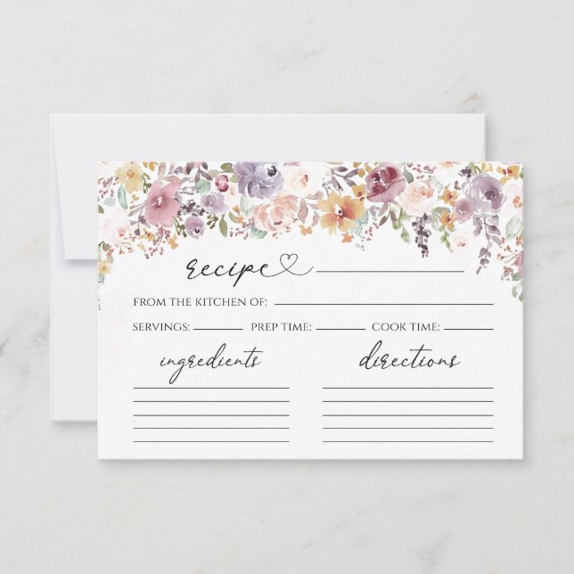Élégante carte de recette de douche de nuptiale fl (Devant)