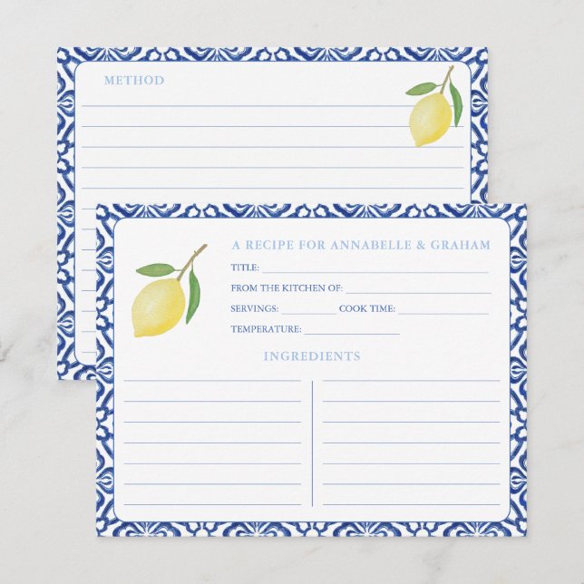 Elégante carte de recette de Fête des mariées de c (Devant / Derrière)