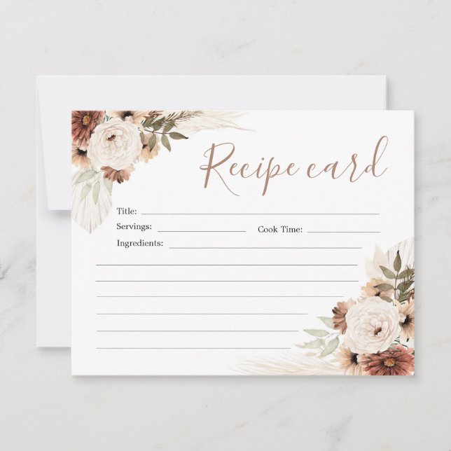 Elégante Carte de recette en laiton Boho Beige Pam (Devant)