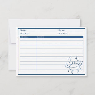 Elégante carte de recettes de fruits de mer de cra