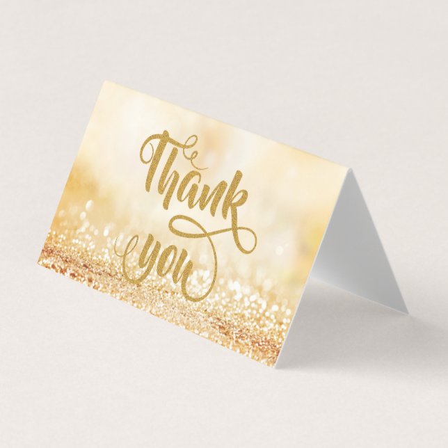 Élégante Carte de remerciements Bokeh Gold Glitter (Devant)