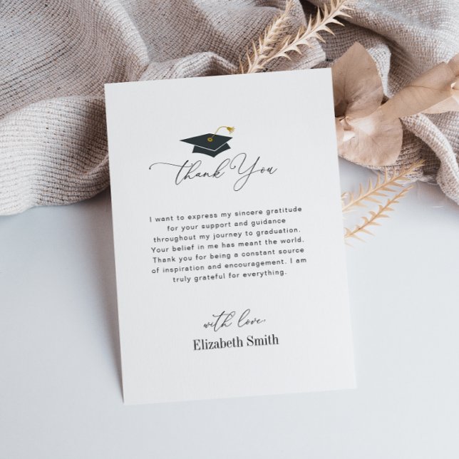 élégante carte de remerciements de graduation noir (Créateur téléchargé)