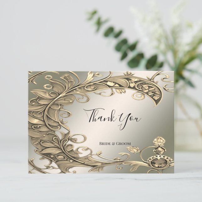 Élégante Carte de remerciements décorative moderne (Debout devant)