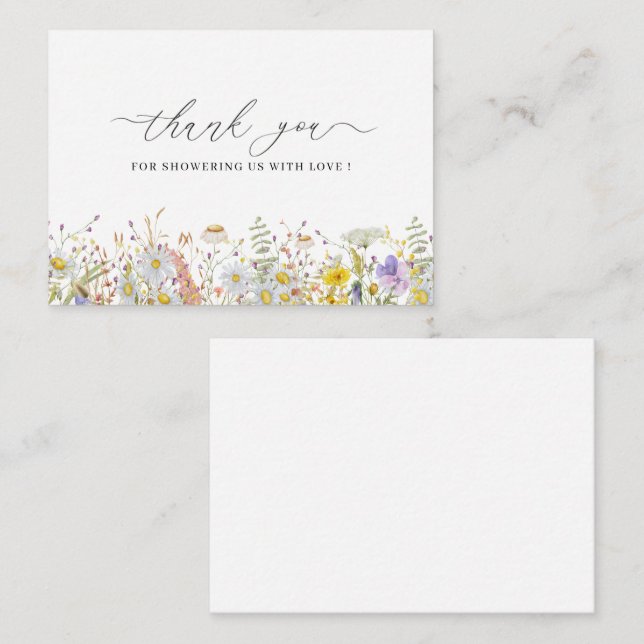Elégante carte de remerciements florale Fleur sauv (Devant / Derrière)