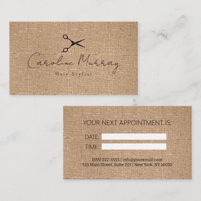 Elégante carte de rendez-vous coiffeur (Devant / Derrière)